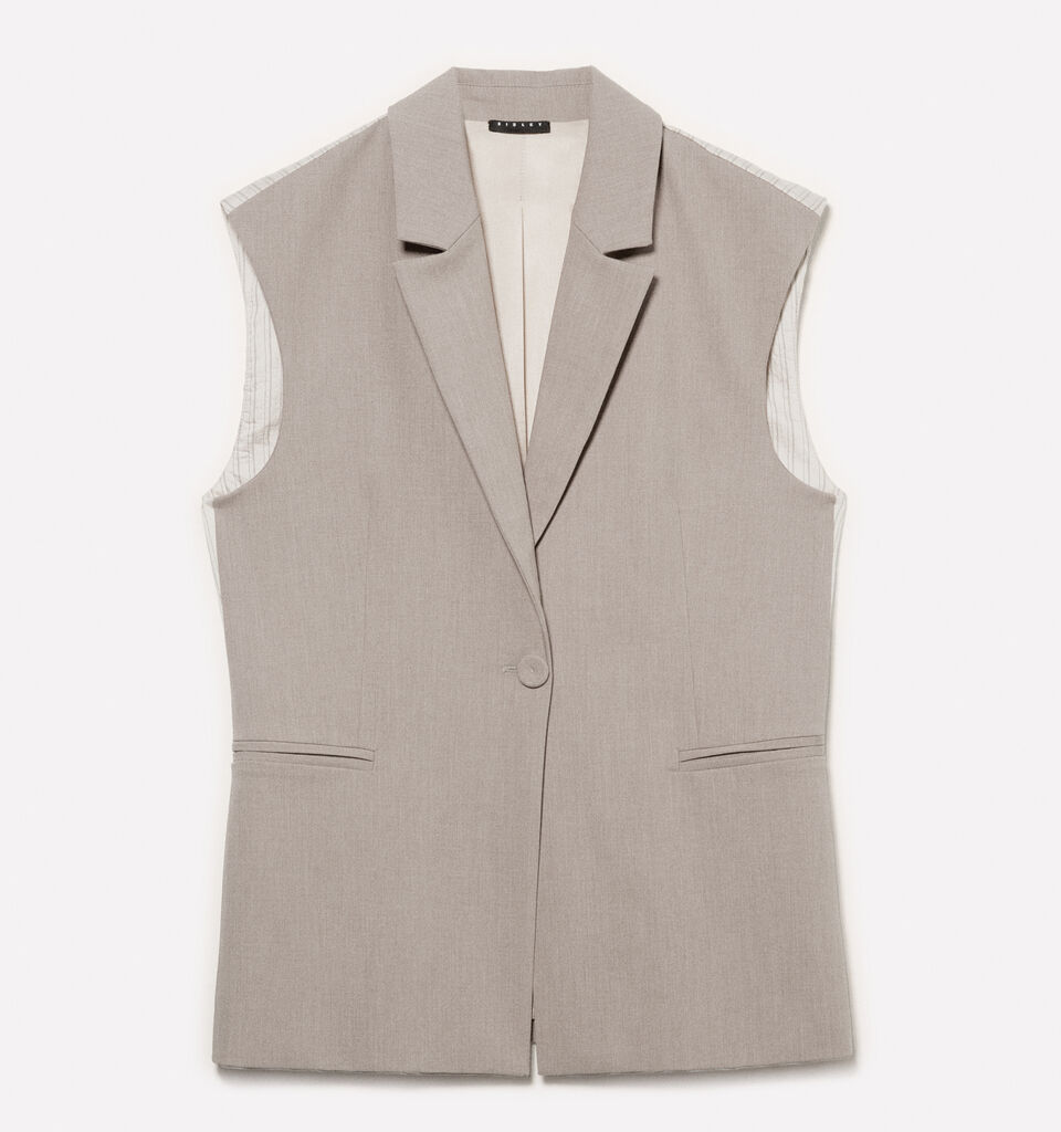 Beige vest with clashing stripe - women's vests and sleeveless jackets - Beige | Sisley image number 5